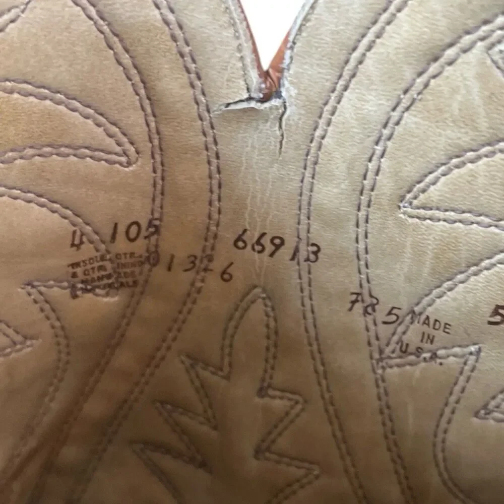 Vintage Sears Leather Suede Cowboy Boots Rough Out Buck Stitch USA Size 10.5